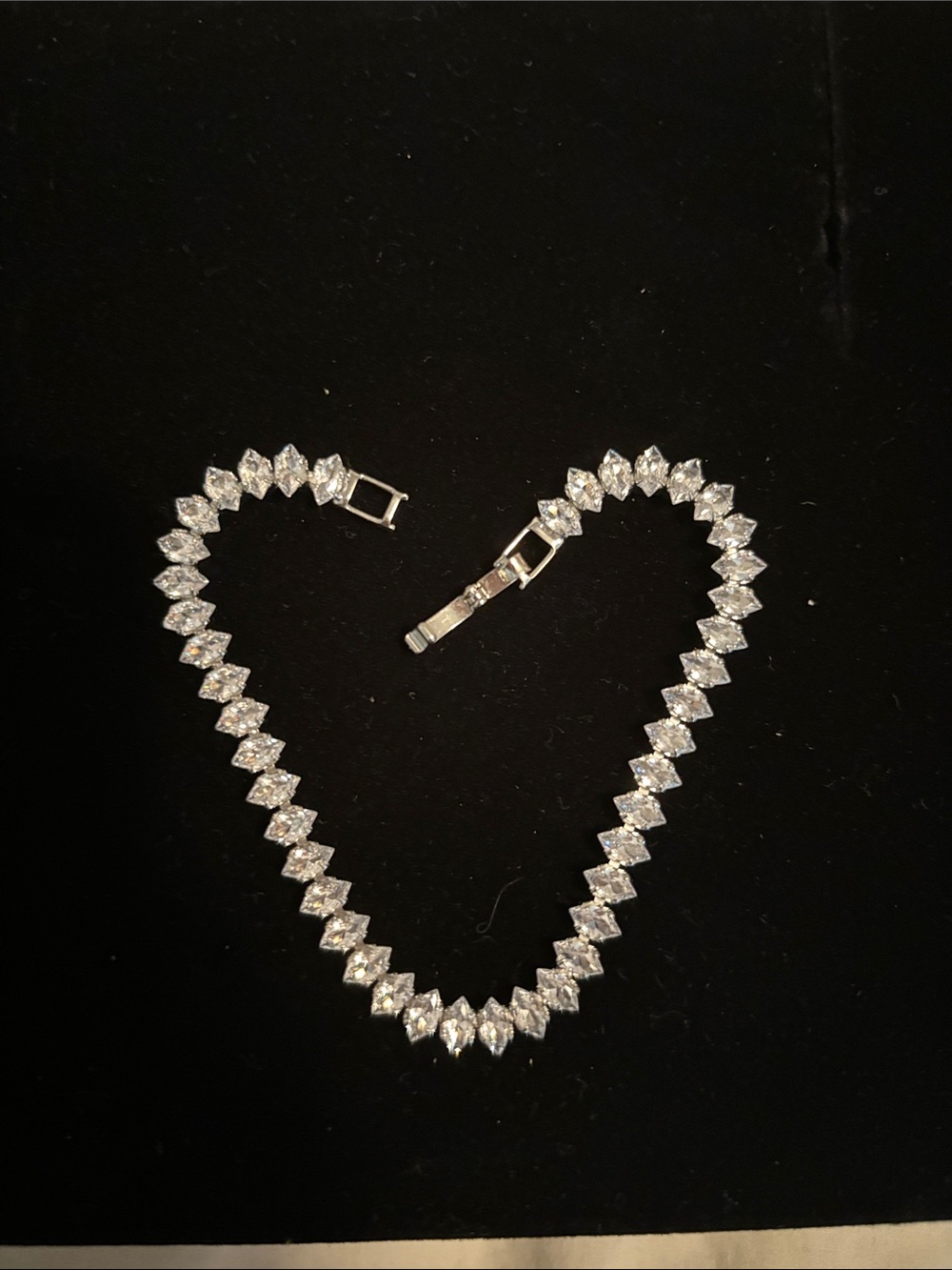 Crystal Marquise Tennis Necklace - Silver Tone
